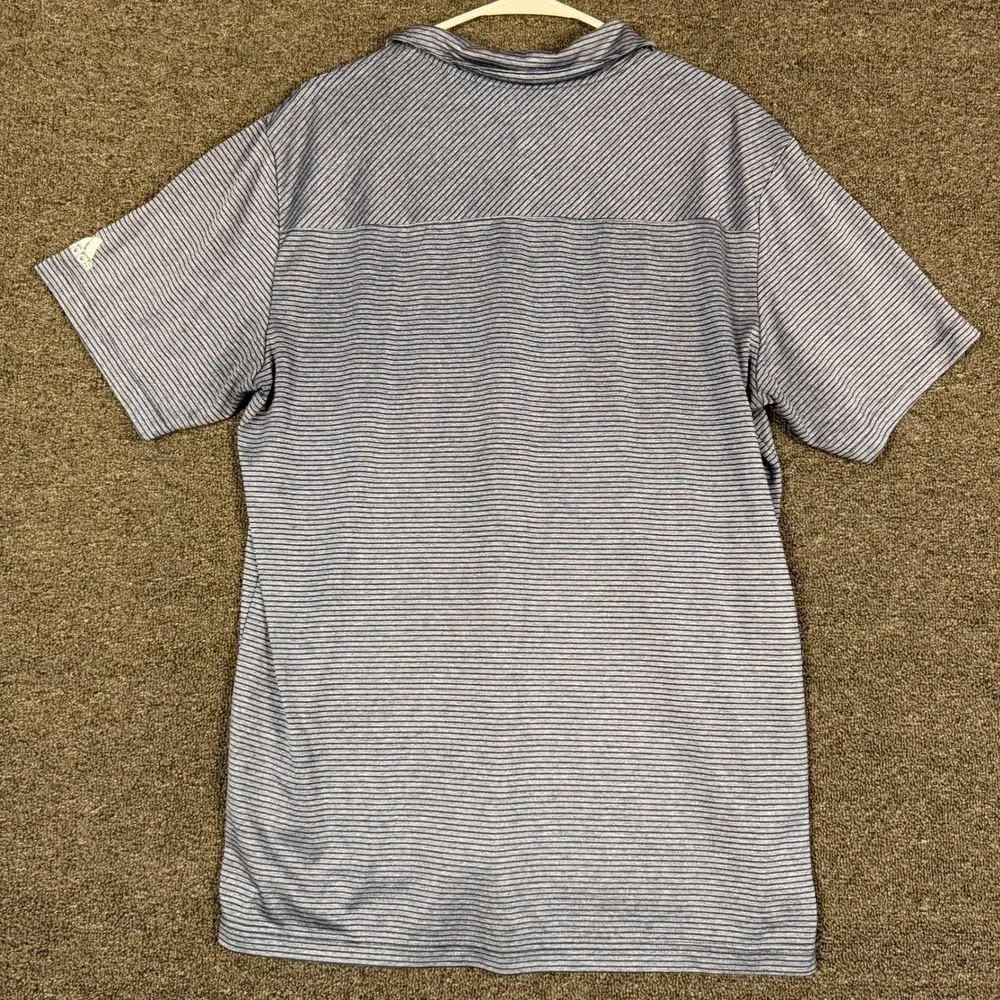 Adidas Golf Mens XL Blue Striped Performance Short Sleeve Polo Shirt RN88387